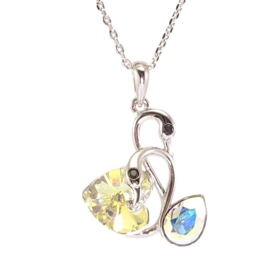 Кулон Xuping цвет Родий с кр-ми Swarovski на цепочке Лебеди с кристаллами АВ и Citrine Shimmer дл. 34-39см х фото №1 Кулон Xuping цвет Родий с кр-ми Swarovski на цепочке Лебеди с кристаллами АВ и Citrine Shimmer дл. 34-39см х фото №1