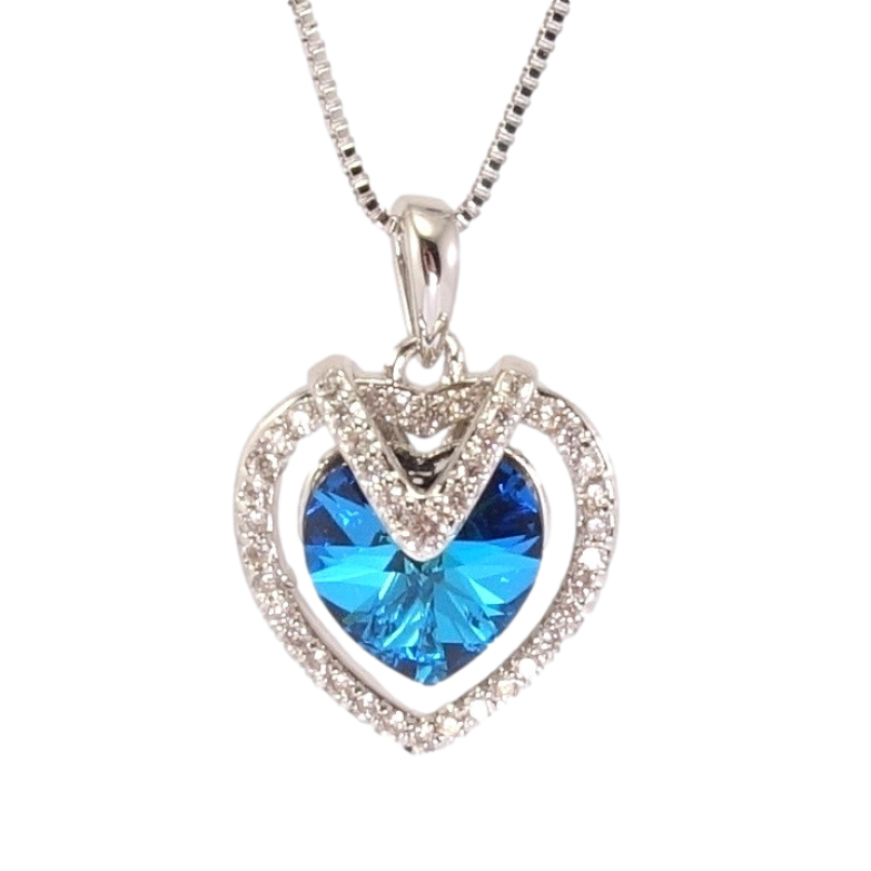Кулон Xuping колір Родій з кр-ми Swarovski на ланцюжку Витончене серце з кристалом Capri Blue дл. 40-45см х 1мм фото №18 Кулон Xuping колір Родій з кр-ми Swarovski на ланцюжку Витончене серце з кристалом Capri Blue дл. 40-45см х 1мм фото №18