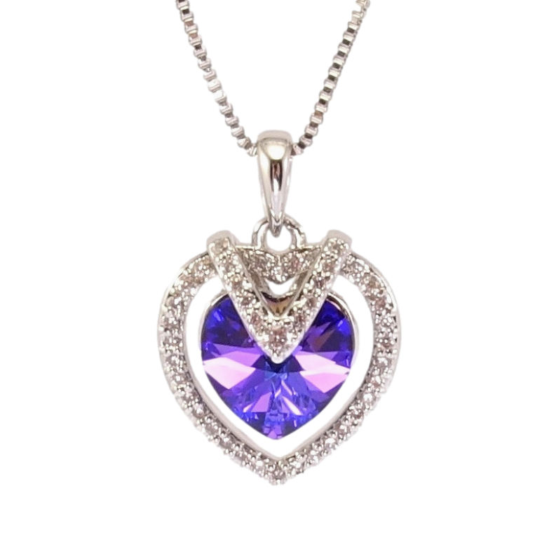 Кулон Xuping цвет Родий с кр-ми Swarovski на цепочке Изящное сердце с кристаллом Majestic Blue дл. 39-44см х фото №10