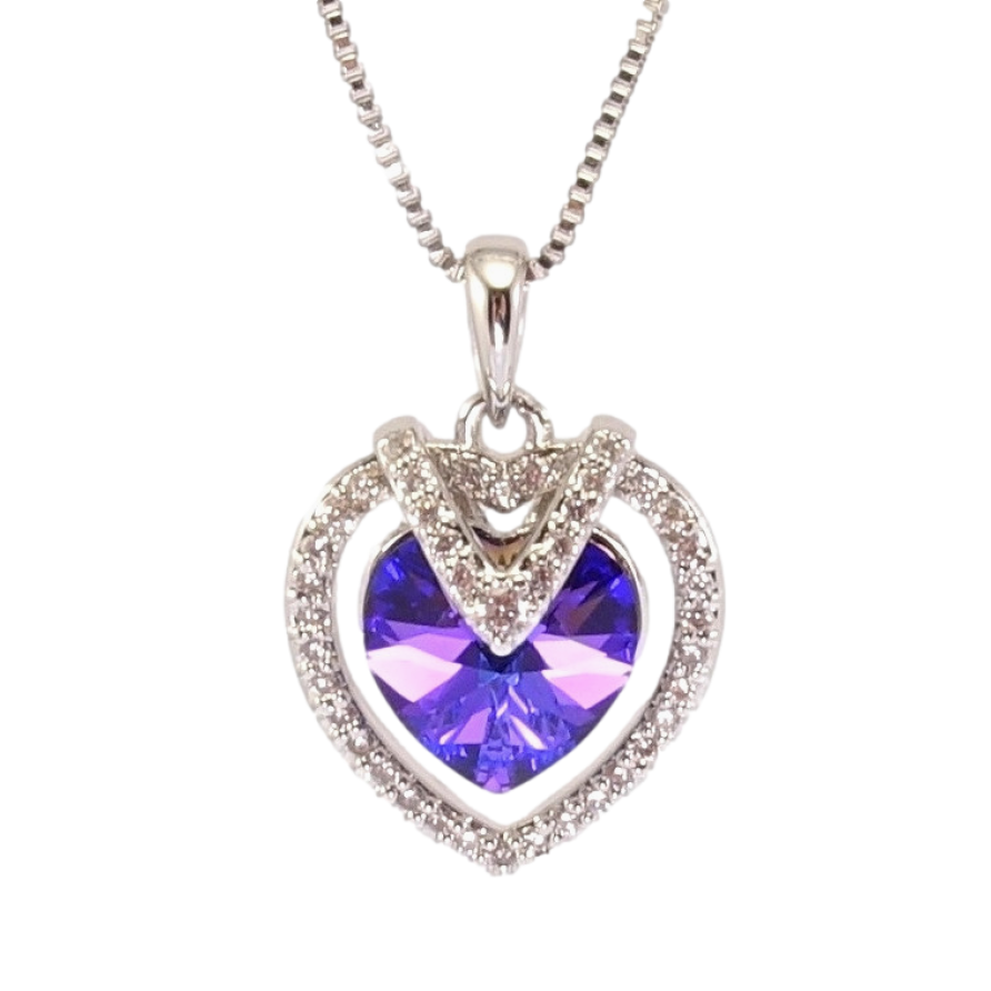 Кулон Xuping колір Родій з кр-ми Swarovski на ланцюжку Витончене серце з кристалом Majestic Blue дл. 39-44см х 1мм фото №1 Кулон Xuping колір Родій з кр-ми Swarovski на ланцюжку Витончене серце з кристалом Majestic Blue дл. 39-44см х 1мм фото №1