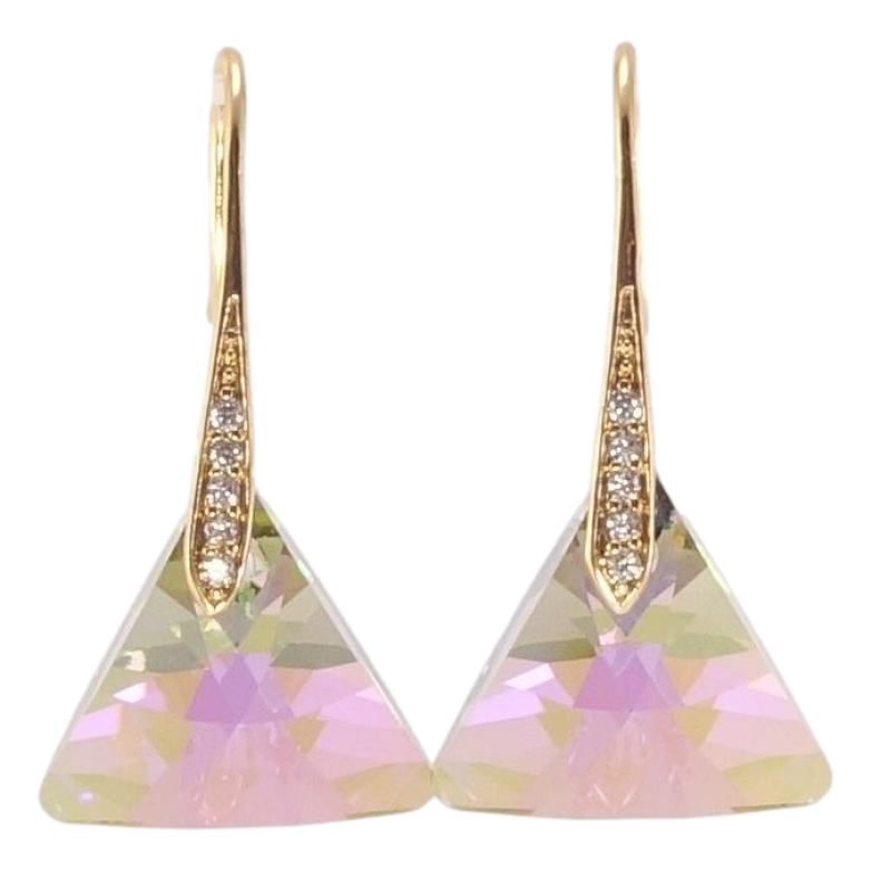 Сережки Xuping колір 18K з кристалами Swarovski французький замок Кристальні трикутники Vitrail Light фото №21