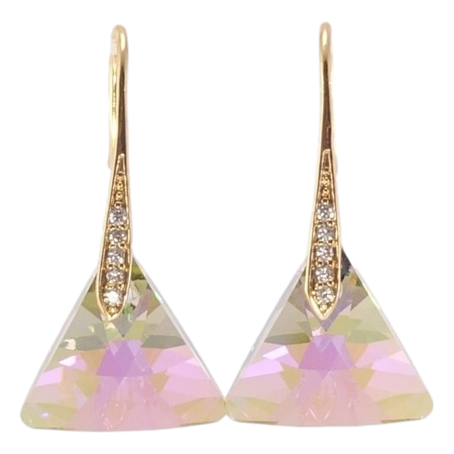Серьги Xuping цвет 18K с кристаллами Swarovski французский замок Кристальные треугольники Vitrail Light фото №1 Серьги Xuping цвет 18K с кристаллами Swarovski французский замок Кристальные треугольники Vitrail Light фото №1