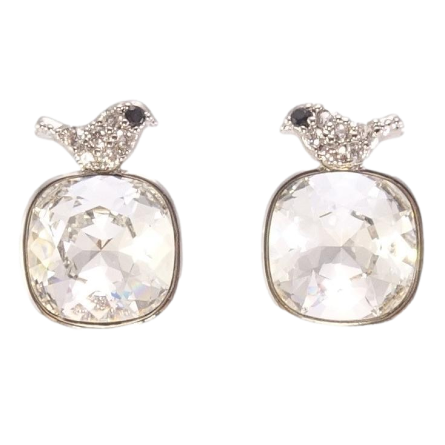 Серьги Xuping цвет Родий с кристаллами Swarovski пусеты Кристаллы Clear с птичками фото №1 Серьги Xuping цвет Родий с кристаллами Swarovski пусеты Кристаллы Clear с птичками фото №1