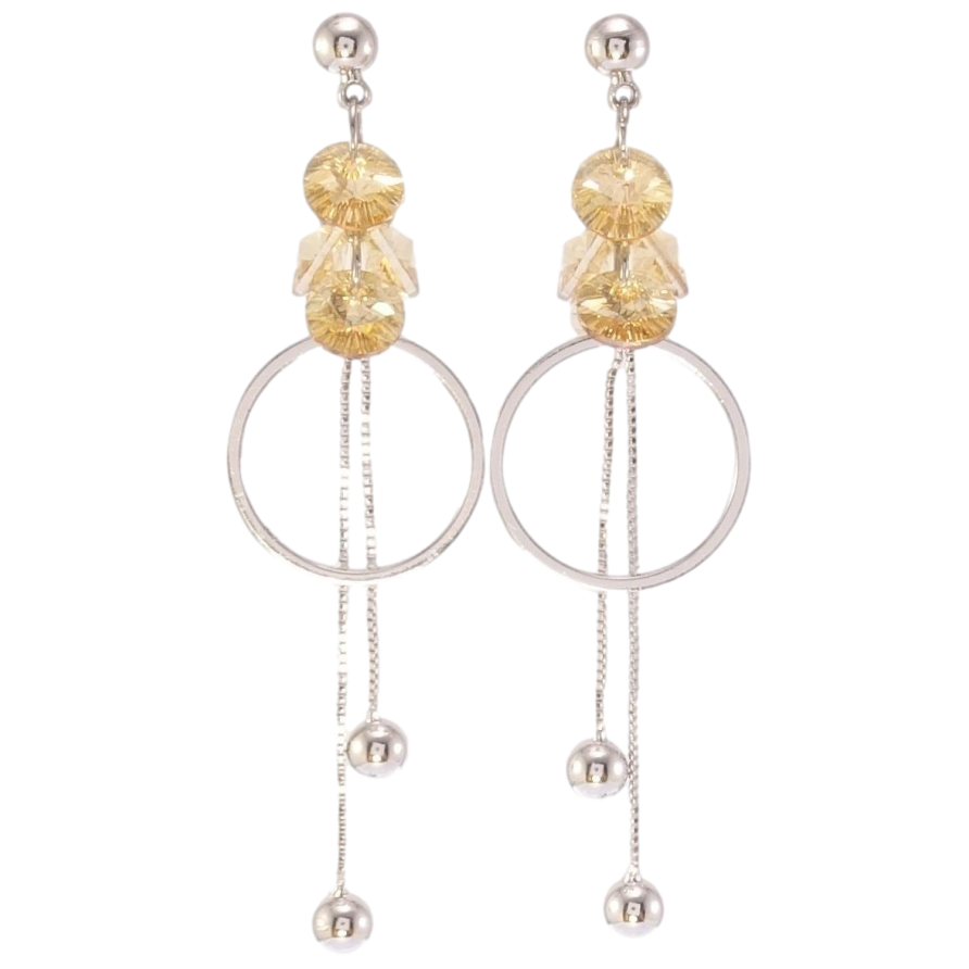 Сережки Xuping колір Родій з кристалами Swarovski пусети Декоративні підвіски з кристалами Topaz фото №1 Сережки Xuping колір Родій з кристалами Swarovski пусети Декоративні підвіски з кристалами Topaz фото №1