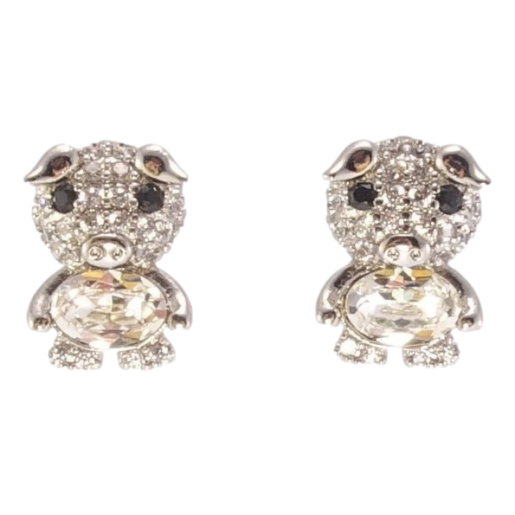 Серьги Xuping цвет Родий с кристаллами Swarovski пусеты Хрюшки с кристаллами Clear фото №10