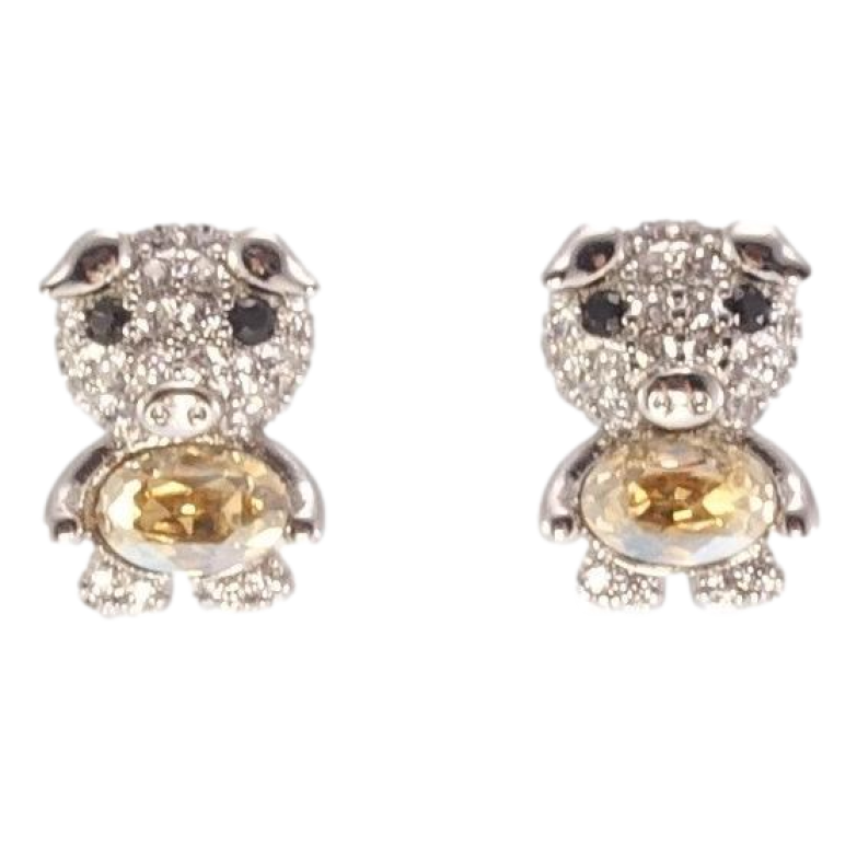 Серьги Xuping цвет Родий с кристаллами Swarovski пусеты Хрюшки с кристаллами Topaz фото №2 Серьги Xuping цвет Родий с кристаллами Swarovski пусеты Хрюшки с кристаллами Topaz фото №2