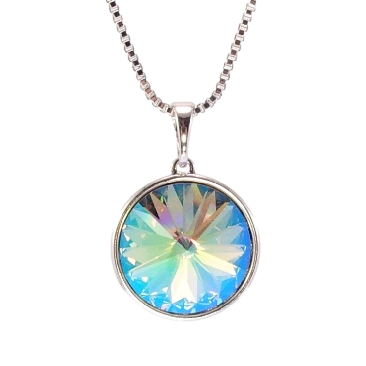Кулон Xuping колір Родій з кр-ми Swarovski на ланцюжку Кристал Peridot Shimmer ø 16мм довжина 41-46см х 1мм фото №20