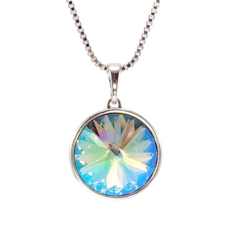 Кулон Xuping колір Родій з кр-ми Swarovski на ланцюжку Кристал Peridot Shimmer ø 16мм довжина 41-46см х 1мм фото №2 Кулон Xuping колір Родій з кр-ми Swarovski на ланцюжку Кристал Peridot Shimmer ø 16мм довжина 41-46см х 1мм фото №2