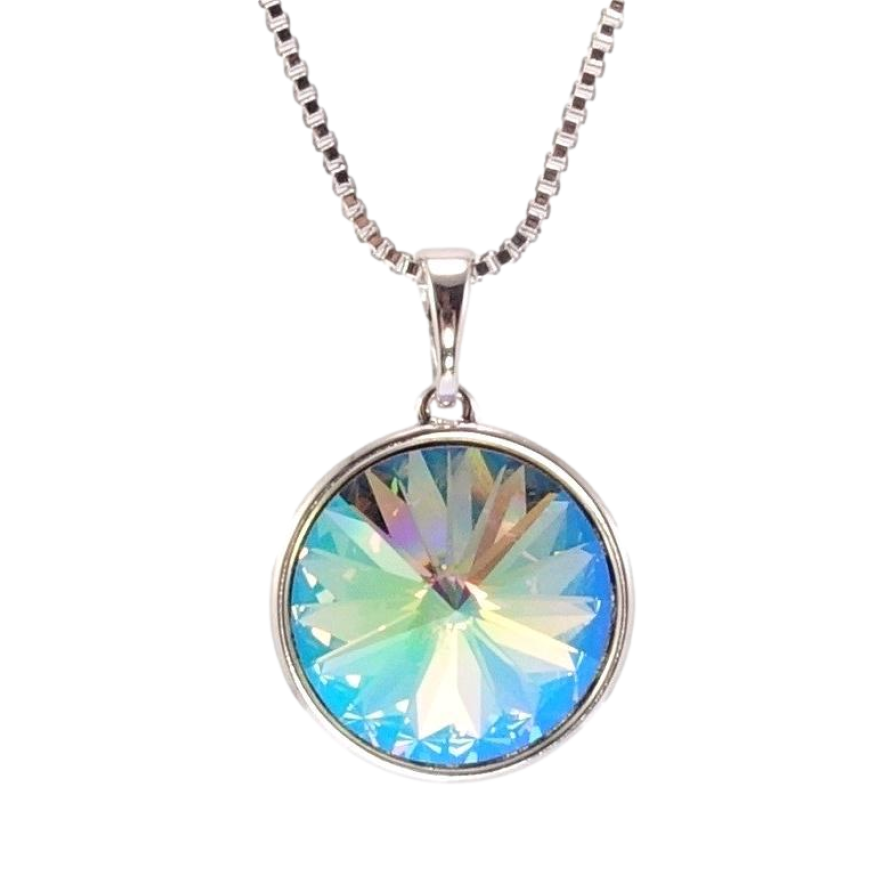 Кулон Xuping колір Родій з кр-ми Swarovski на ланцюжку Кристал Peridot Shimmer ø 16мм довжина 41-46см х 1мм фото №1 Кулон Xuping колір Родій з кр-ми Swarovski на ланцюжку Кристал Peridot Shimmer ø 16мм довжина 41-46см х 1мм фото №1