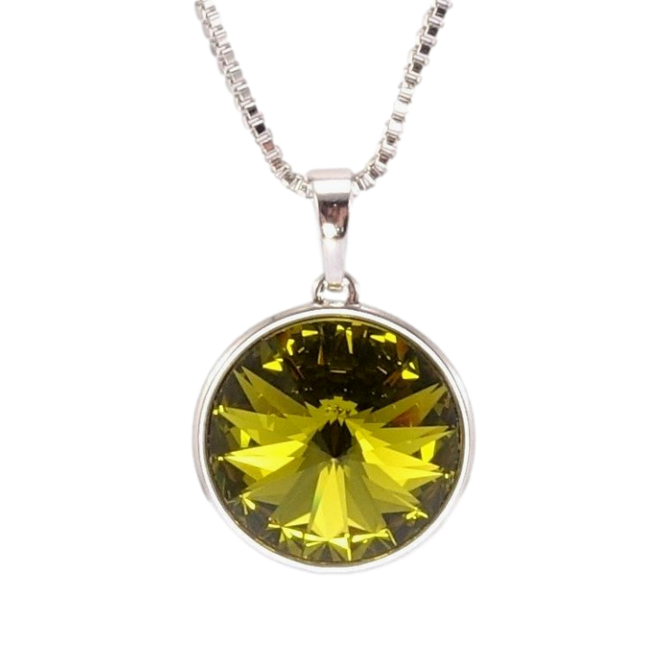 Кулон Xuping колір Родій з кр-ми Swarovski на ланцюжку Кристал Olivine ø 16мм довжина 41-46см х 1мм фото №25 Кулон Xuping колір Родій з кр-ми Swarovski на ланцюжку Кристал Olivine ø 16мм довжина 41-46см х 1мм фото №25