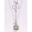Кулон Xuping колір Родій з кр-ми Swarovski на ланцюжку Кристал Peridot Shimmer 14х14 мм довжина 39,5-44,5см х 1мм фото №2