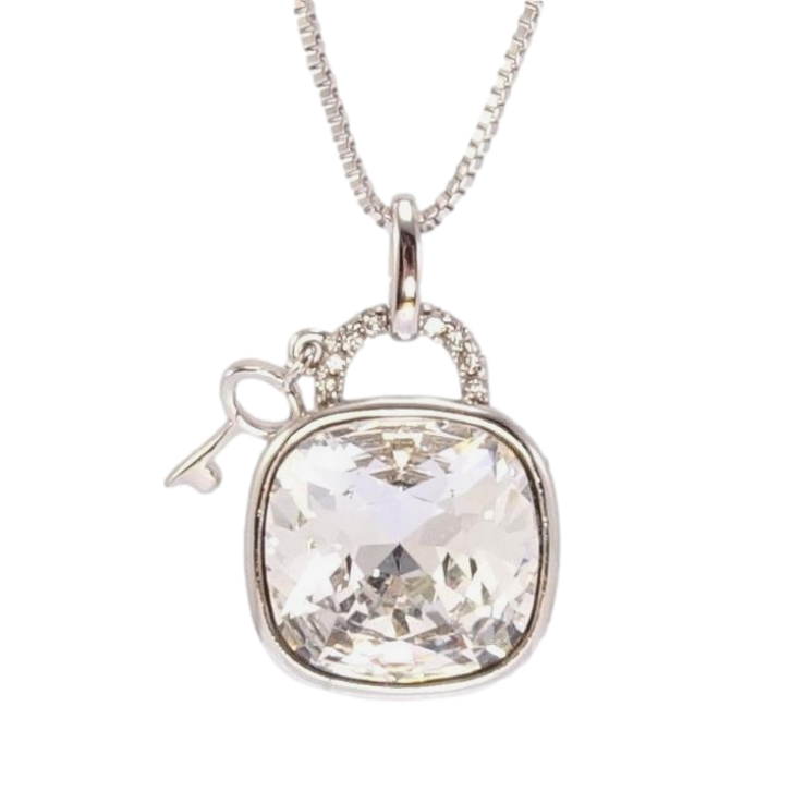 Кулон Xuping колір Родій з кр-ми Swarovski на ланцюжку Замок із ключиком, кристал Clear довжина 40,5-45,5см х 1мм фото №6 Кулон Xuping колір Родій з кр-ми Swarovski на ланцюжку Замок із ключиком, кристал Clear довжина 40,5-45,5см х 1мм фото №6