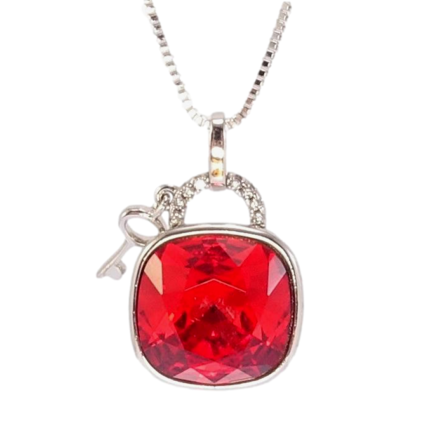 Кулон Xuping цвет Родий с кр-ми Swarovski на цепочке Замок с ключиком, кристалл Light Siam длина 41-46см х фото №1 Кулон Xuping цвет Родий с кр-ми Swarovski на цепочке Замок с ключиком, кристалл Light Siam длина 41-46см х фото №1