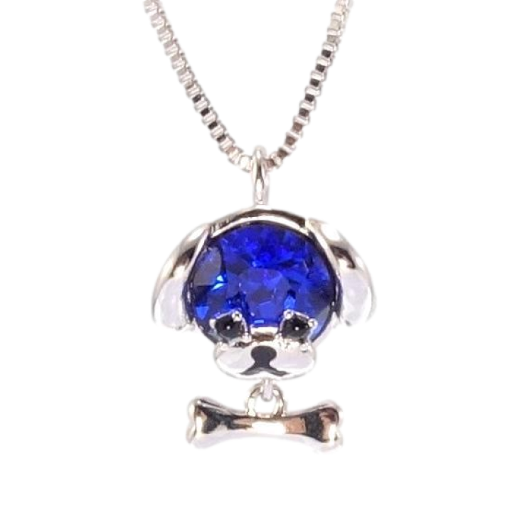 Кулон Xuping колір Родій з кр-ми Swarovski на ланцюжку Собачка кристал Capri Blue довжина 41-46см х 1мм фото №4