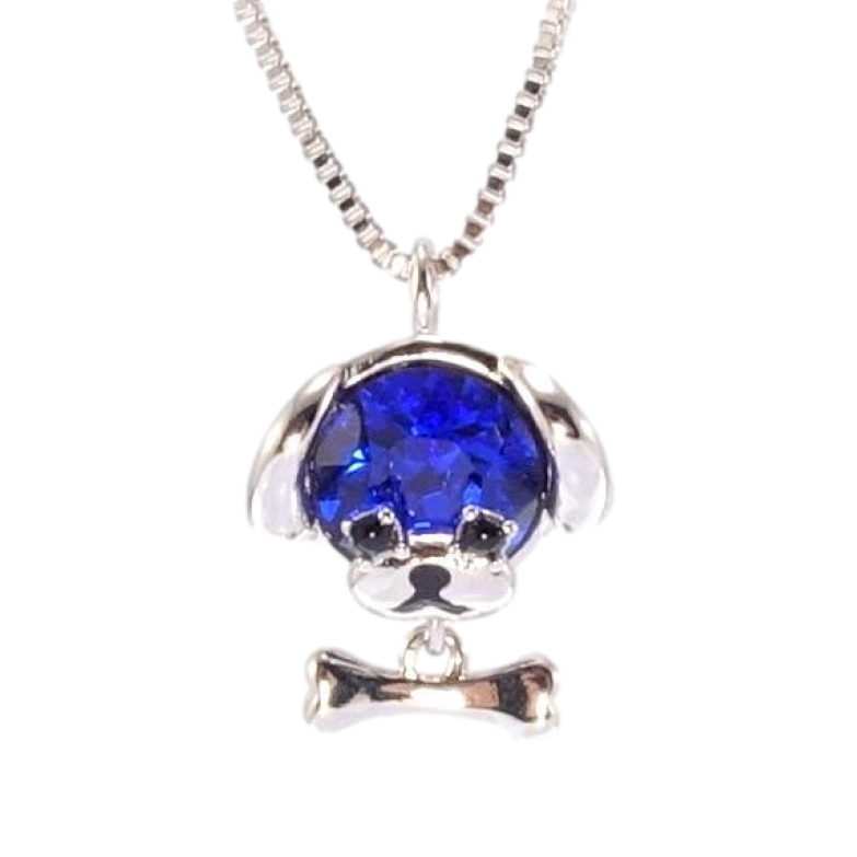 Кулон Xuping колір Родій з кр-ми Swarovski на ланцюжку Собачка кристал Capri Blue довжина 41-46см х 1мм фото №2 Кулон Xuping колір Родій з кр-ми Swarovski на ланцюжку Собачка кристал Capri Blue довжина 41-46см х 1мм фото №2