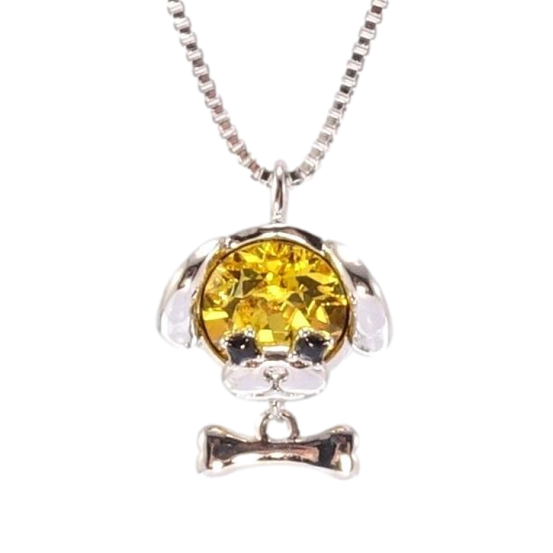 Кулон Xuping цвет Родий с кр-ми Swarovski на цепочке Собачка кристалл Sunflower длина 41-46см х 1мм фото №1
