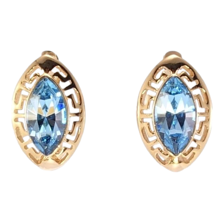 Сережки Xuping колір 18K з кристалами Swarovski англійський замок Грецькі мотиви з кристалом Aquamarine фото №12