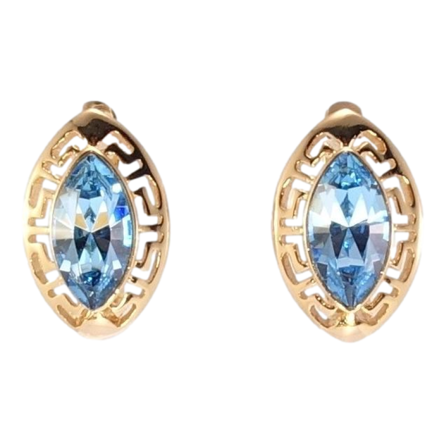 Серьги Xuping цвет 18K с кристаллами Swarovski английский замок Греческие мотивы с кристаллом Aquamarine фото №1