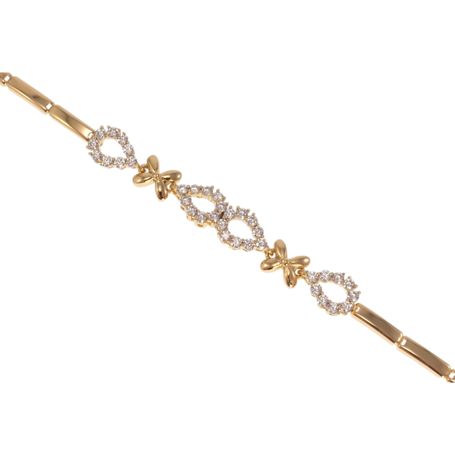 Браслет Xuping Позолота 18K Цветочки и капельки с цирконием длина 19.5см х 3-7мм фото №1 Браслет Xuping Позолота 18K Цветочки и капельки с цирконием длина 19.5см х 3-7мм фото №1