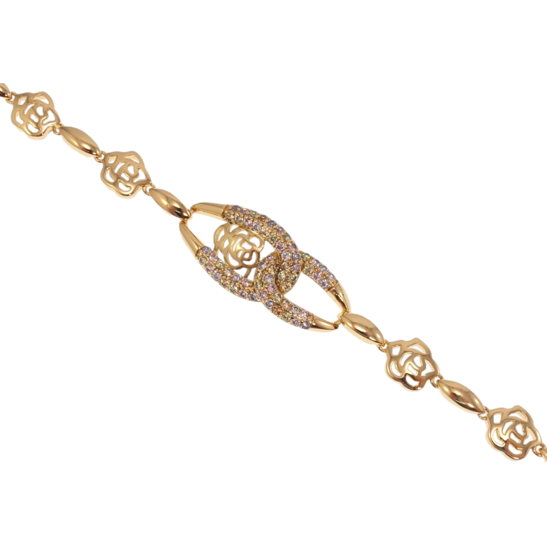Браслет Xuping Позолота 18K Роза с петельками с цветным цирконием длина с доп.замком 16.5,18.5см х 4-13мм фото №20