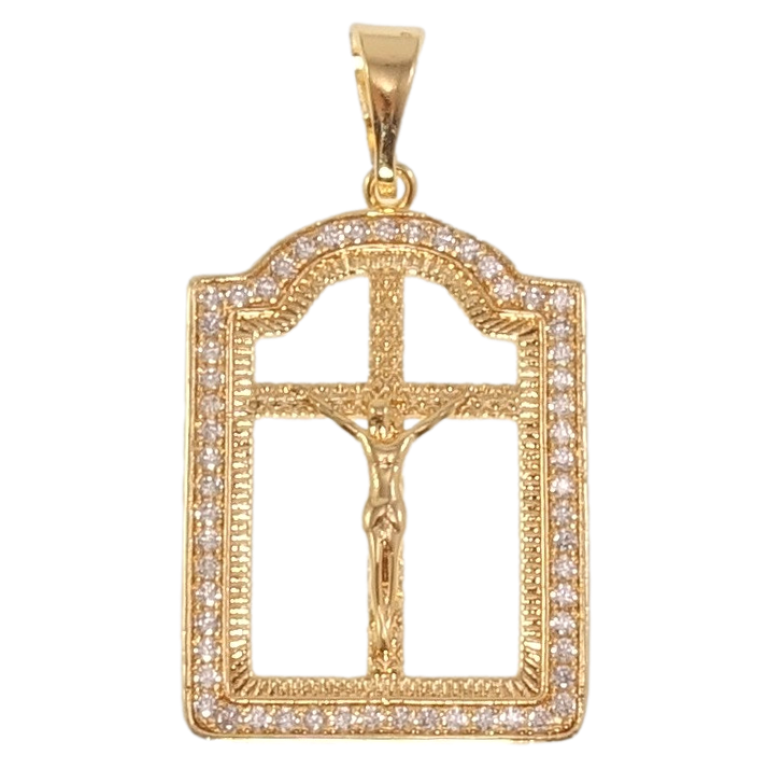 Кулон Xuping M&L Колір 18K Декоративний Хрест із Розп'яттям у рамочці фото №2 Кулон Xuping M&L Колір 18K Декоративний Хрест із Розп'яттям у рамочці фото №2