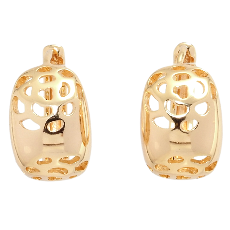 Сережки Xuping M&L Колір 18K колечка Різний орнамент візерунок на один бік фото №1 Сережки Xuping M&L Колір 18K колечка Різний орнамент візерунок на один бік фото №1