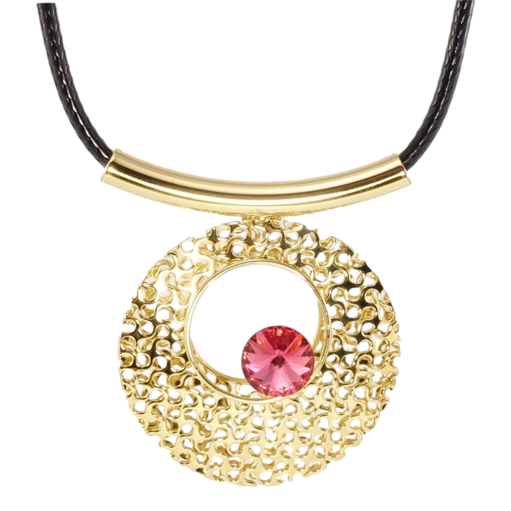Подвеска на шнурке Xuping Позолота 14K Ажурное кольцо с розовым кристаллом длина 41,5-46,5см х 3мм фото №15
