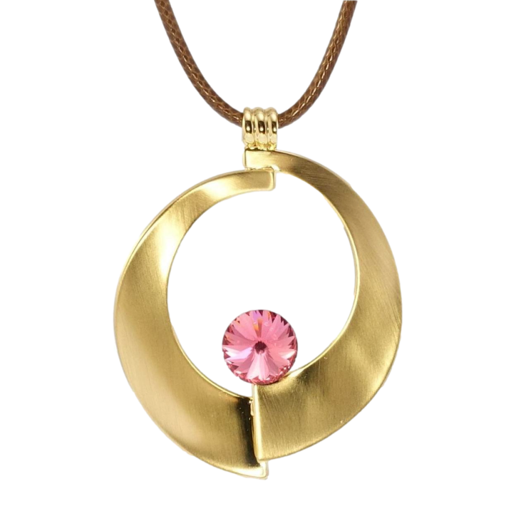 Подвеска на шнурке Xuping Позолота 14K Декоративный круг с розовым кристаллом длина 41-47см х 3мм фото №10