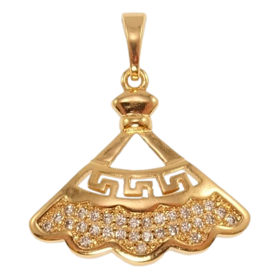 Кулон Xuping Позолота 18K Веер меандровым орнаментом с цирконием фото №1 Кулон Xuping Позолота 18K Веер меандровым орнаментом с цирконием фото №1