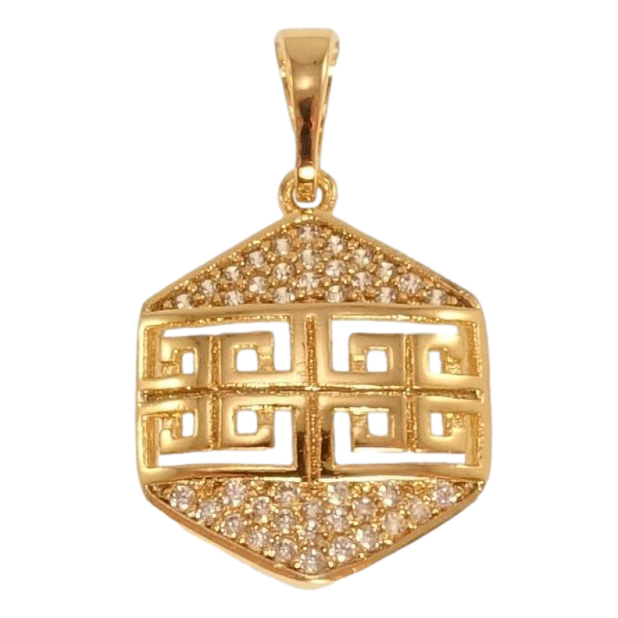 Кулон Xuping Позолота 18K Резной меандровый орнамент с цирконием фото №1 Кулон Xuping Позолота 18K Резной меандровый орнамент с цирконием фото №1
