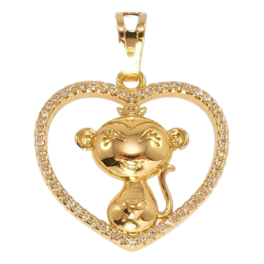 Кулон Xuping Позолота 18K Мартышка в сердечке фото №1 Кулон Xuping Позолота 18K Мартышка в сердечке фото №1