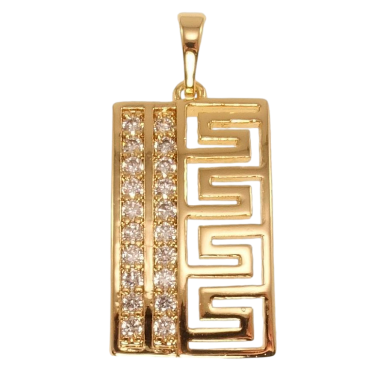Кулон Xuping Позолота 18K Меандровый орнамент с дорожками циркония фото №1 Кулон Xuping Позолота 18K Меандровый орнамент с дорожками циркония фото №1