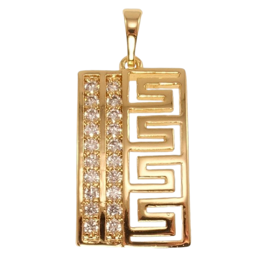 Кулон Xuping Позолота 18K Меандровый орнамент с дорожками циркония фото №1 Кулон Xuping Позолота 18K Меандровый орнамент с дорожками циркония фото №1