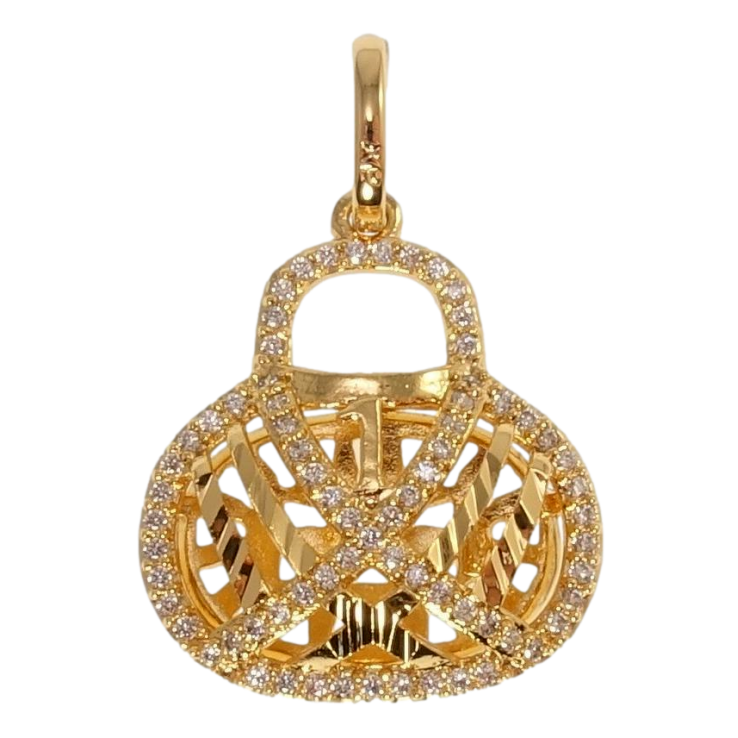 Кулон Xuping Позолота 18K Сумочка с резным узором и цирконием фото №11 Кулон Xuping Позолота 18K Сумочка с резным узором и цирконием фото №11