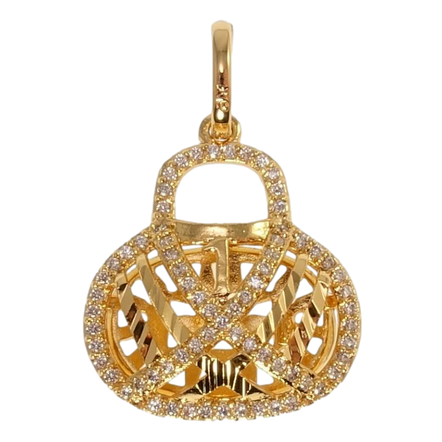 Кулон Xuping Позолота 18K Сумочка с резным узором и цирконием фото №1 Кулон Xuping Позолота 18K Сумочка с резным узором и цирконием фото №1