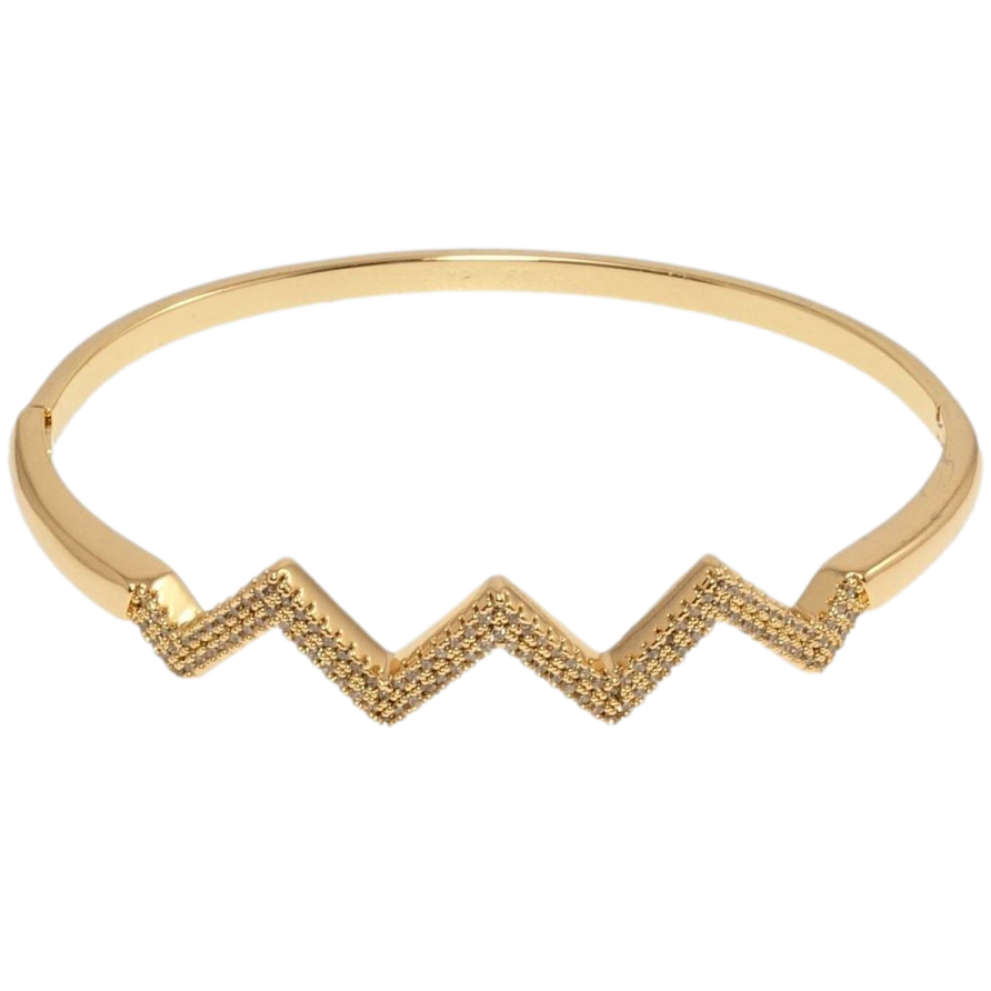 Браслет Xuping Позолота 18K Зигзагоподібна доріжка цирконію ø 6см фото №1 Браслет Xuping Позолота 18K Зигзагоподібна доріжка цирконію ø 6см фото №1