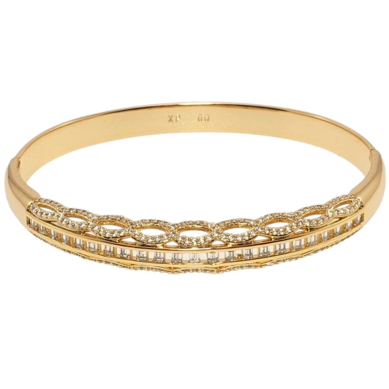Браслет Xuping Позолота 18K Филигранный орнамент с цирконием ø 6см фото №1