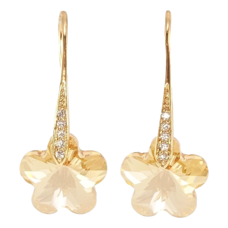 Сережки Xuping колір 18K з кристалами Swarovski французький замок Кристальні квіточки Golden Shadow фото №4 Сережки Xuping колір 18K з кристалами Swarovski французький замок Кристальні квіточки Golden Shadow фото №4