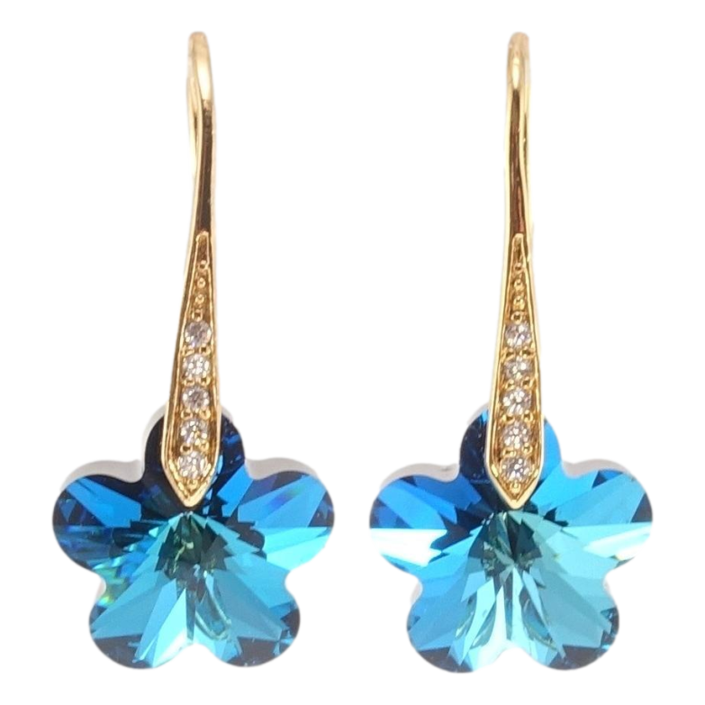Сережки Xuping колір 18K з кристалами Swarovski французький замок Кристальні квіточки Capri Blue фото №6 Сережки Xuping колір 18K з кристалами Swarovski французький замок Кристальні квіточки Capri Blue фото №6