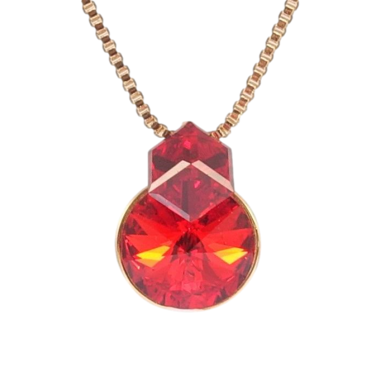 Кулон Xuping 18K з кр-ми Swarovski на ланцюжку Кристали Red Magma довжина 39,5-44,5см х 1мм фото №8