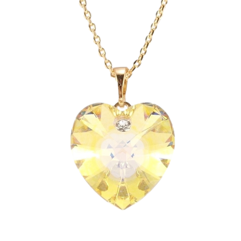 Кулон Xuping 18K з кр-ми Swarovski на ланцюжку Кристальне серце Citrine Shimmer довжина 39,5-44,5см х 1мм фото №2