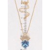 Кулон Xuping 18K з кр-ми Swarovski на ланцюжку Куб Aquamarine на ромбі з кристалами довжина 40-45,5см х 1мм фото №2