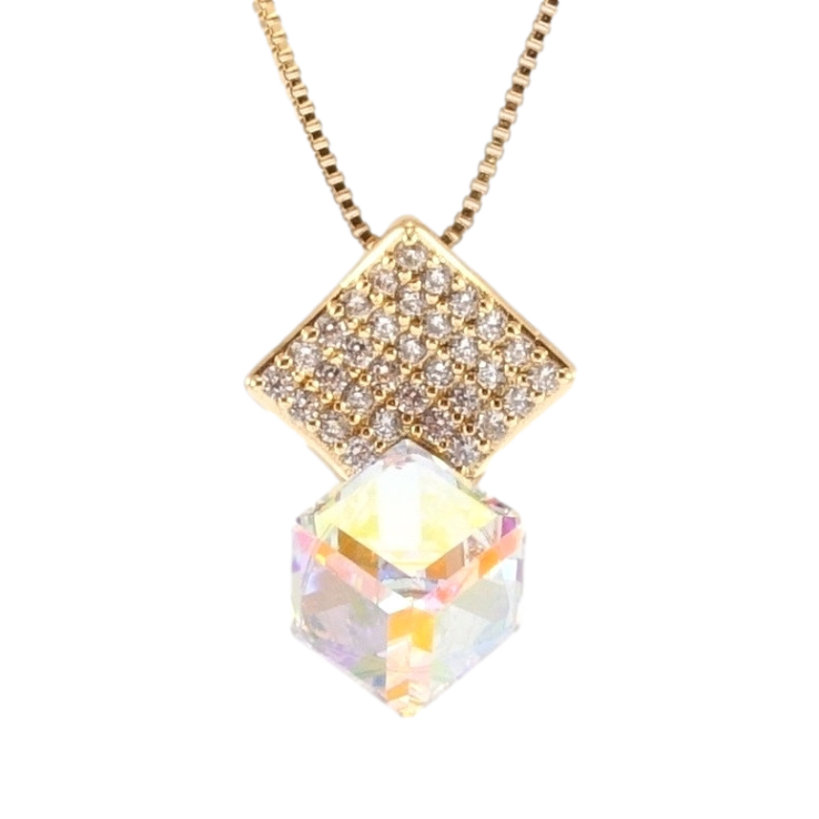 Кулон Xuping 18K з кр-ми Swarovski на ланцюжку Куб Shimmer на ромбі з кристалами довжина 40-45,5см х 1мм фото №17
