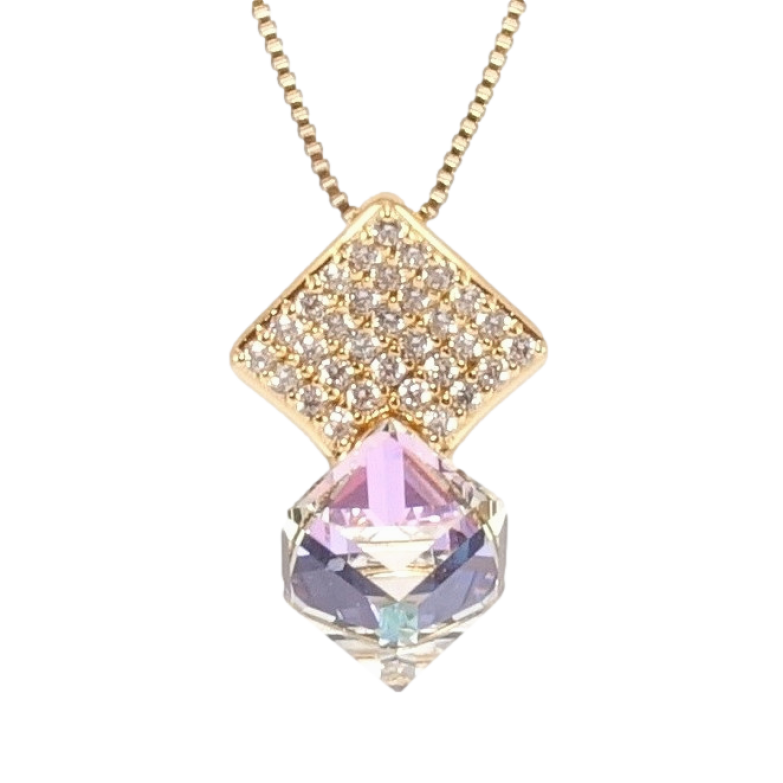 Кулон Xuping 18K с кр-ми Swarovski на цепочке Куб Paradise Shine на ромбе с кристаллами длина 40-45,5см х фото №1