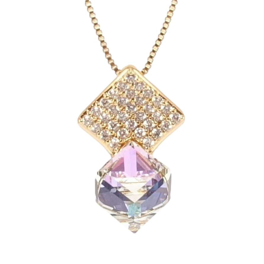 Кулон Xuping 18K з кр-ми Swarovski на ланцюжку Куб Paradise Shine на ромбі з кристалами довжина 40-45,5см х 1мм фото №1