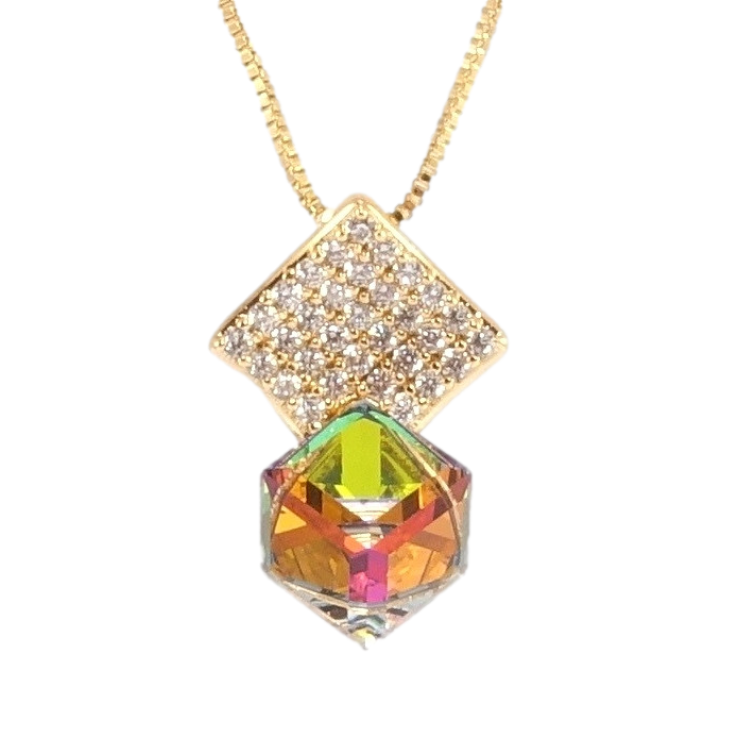 Кулон Xuping 18K з кр-ми Swarovski на ланцюжку Куб Vitrail Medium на ромбі з кристалами довжина 40-45,5см х 1мм фото №16