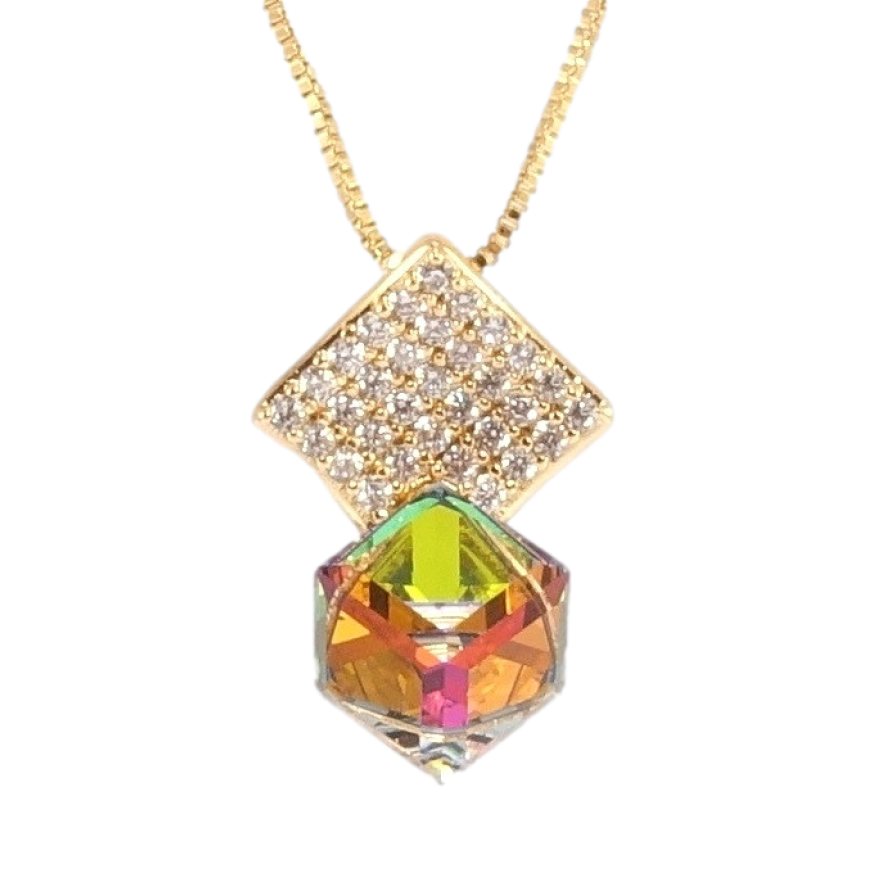Кулон Xuping 18K с кр-ми Swarovski на цепочке Куб Vitrail Medium на ромбе с кристаллами длина 40-45,5см х фото №1 Кулон Xuping 18K с кр-ми Swarovski на цепочке Куб Vitrail Medium на ромбе с кристаллами длина 40-45,5см х фото №1