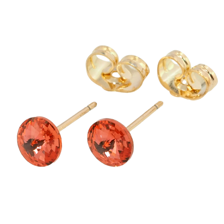 Серьги Xuping цвет 18K с кристаллами Swarovski пусеты Кристалл Padparadscha ø 6мм фото №11