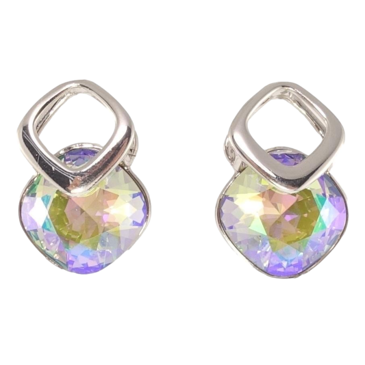 Сережки Xuping колір Родій з кристалами Swarovski пусети Кристали Paradise Shine в ромбовій скріпці фото №9
