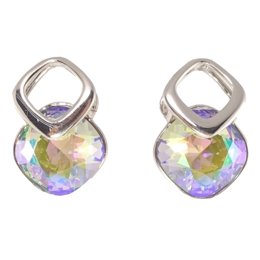 Серьги Xuping цвет Родий с кристаллами Swarovski пусеты Кристаллы Paradise Shine в ромбовой скрепке фото №1 Серьги Xuping цвет Родий с кристаллами Swarovski пусеты Кристаллы Paradise Shine в ромбовой скрепке фото №1